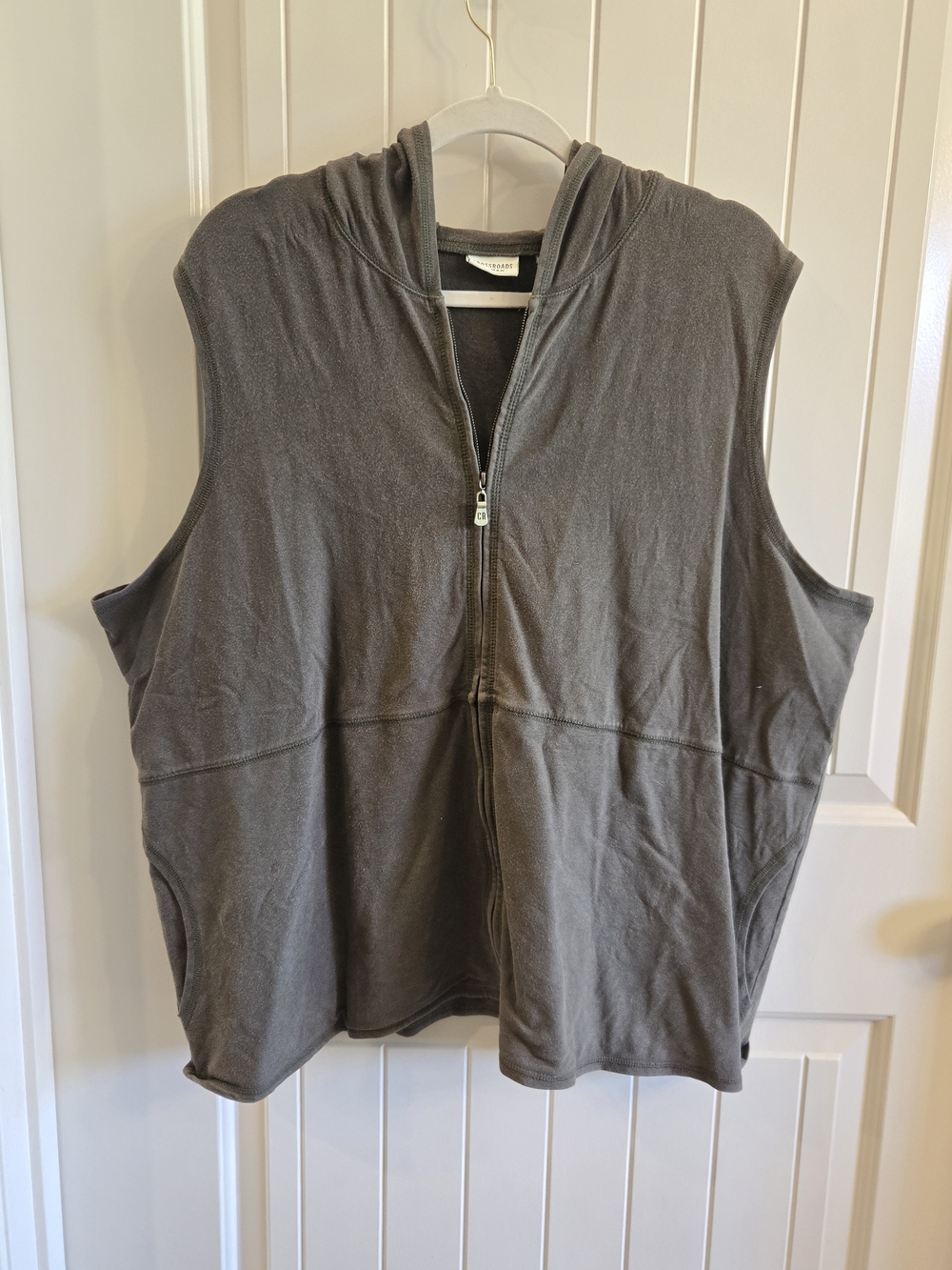 Crossroads Woman Plus Hooded Zip Vest Olive Green Size 3x